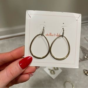 Stella and Dot embellished gold oval hoops